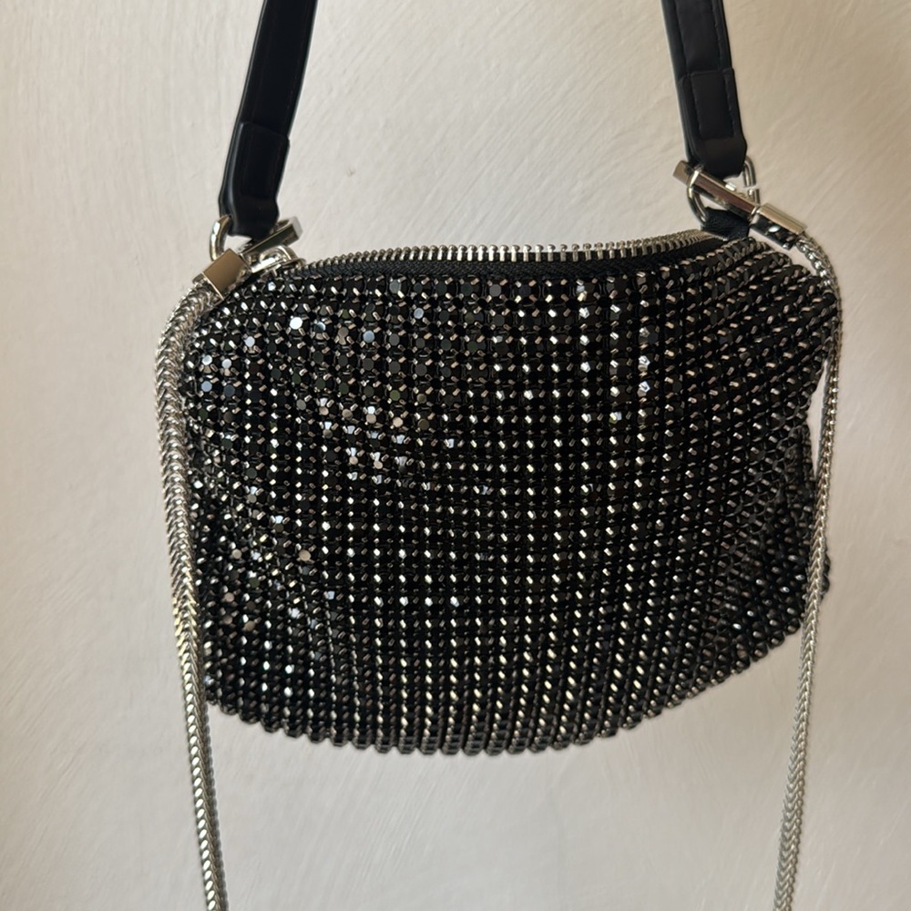 Black Rhinestone Grunge Crossbody Luxury Bag